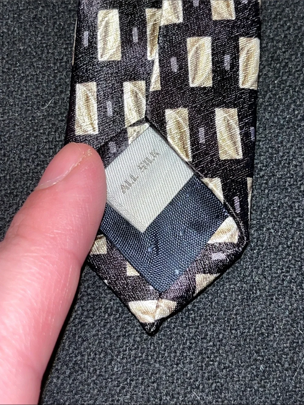 Pierre Cardin Black Tie with Gold Rectangular Pattern